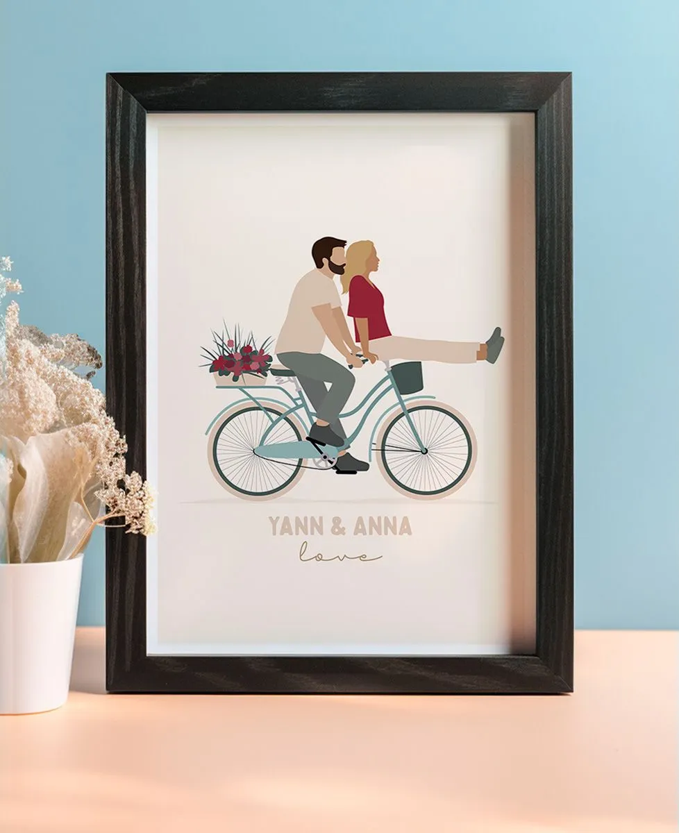 Cadre à poser Couple à vélo personnalisé