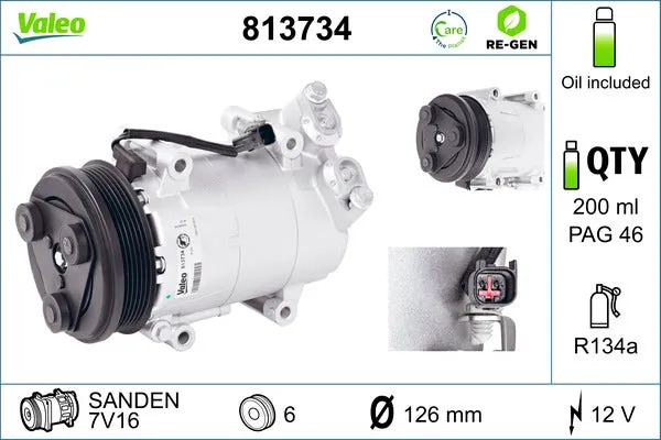 Compresseur, climatisation VALEO 813734 