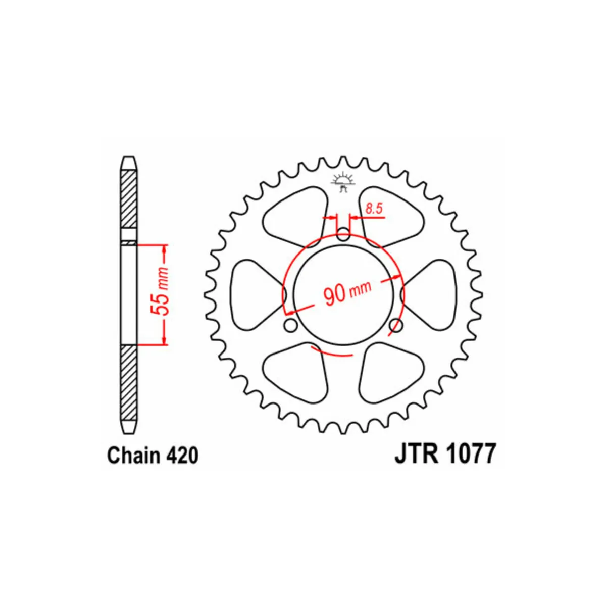 Couronne acier JT - Pas 420 - RIEJU 50cc
