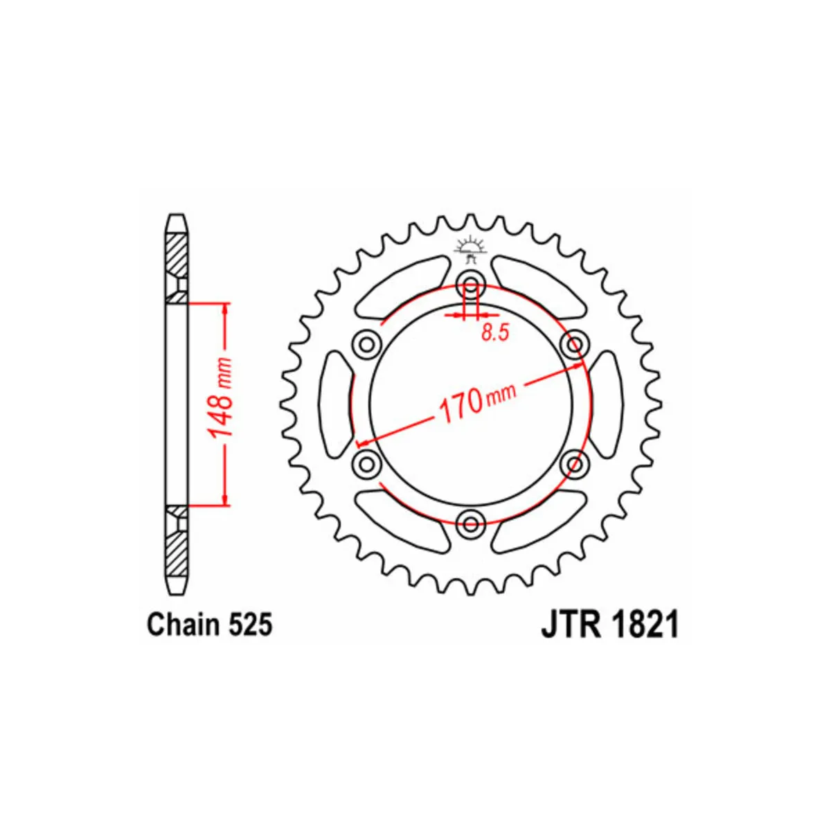 Couronne acier JT - Pas 525 - SUZUKI 800 DR S 1994-1996