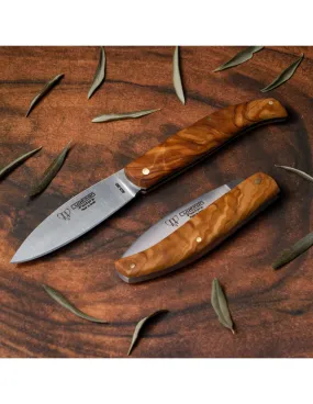 Couteau de poche manche olive, lame 9,5 cm. ⚔️ Boutique Épées