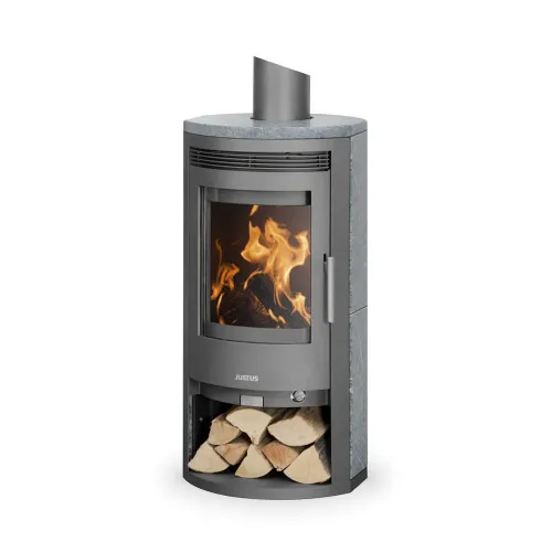 Justus Poêle à bois Baltrum D 2.0 Acier Gris - Pierre Ollaire - 5,5 kW