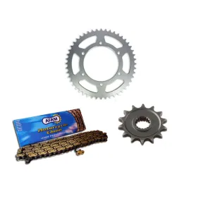 Kit chaine 420 AFAM - Couronne acier - Type de chaine au choix - APRILIA SX 50 2012-2017