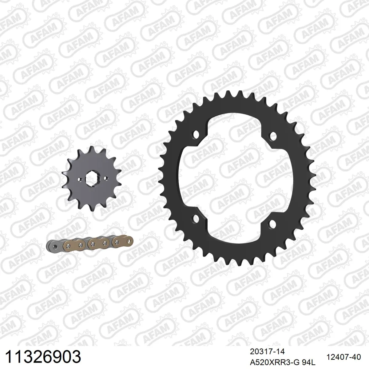 Kit chaine 520 AFAM - Couronne acier - Type de chaine au choix - BAROSSA 250 QUATERBACK INV. 2006-2007