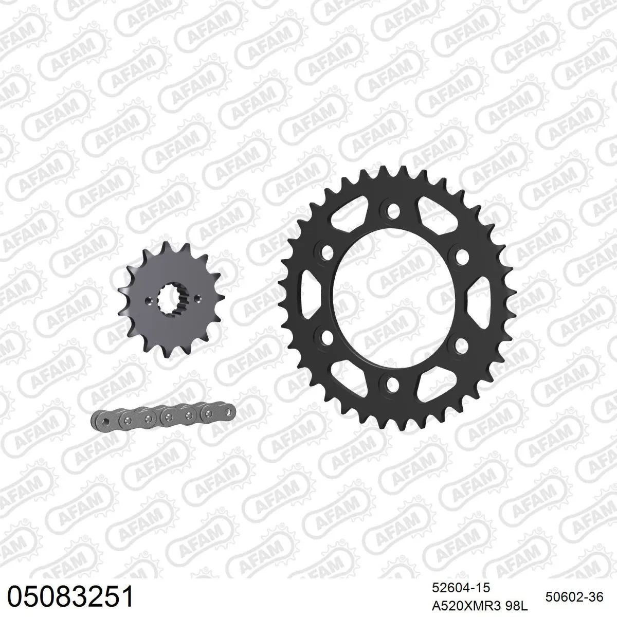 Kit chaine 520 AFAM - Couronne acier - Type de chaine au choix - DUCATI 851 STRADA 1993-1994