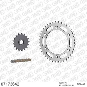 Kit chaine 520 AFAM - Couronne acier - Type de chaine au choix - KTM 660 SMC 2004-2006