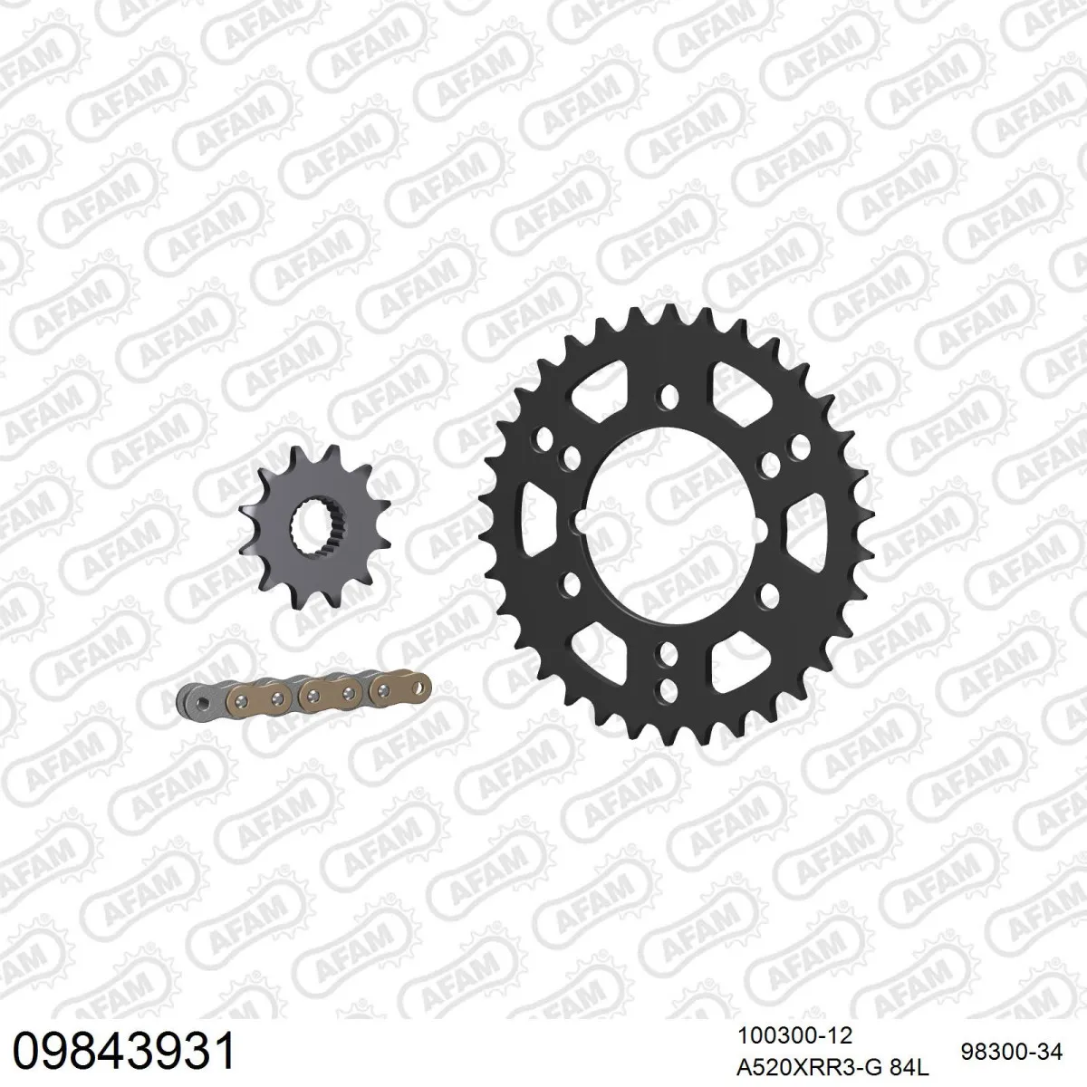Kit chaine 520 AFAM - Couronne acier - Type de chaine au choix - POLARIS 400 L SPORT 1994-1995