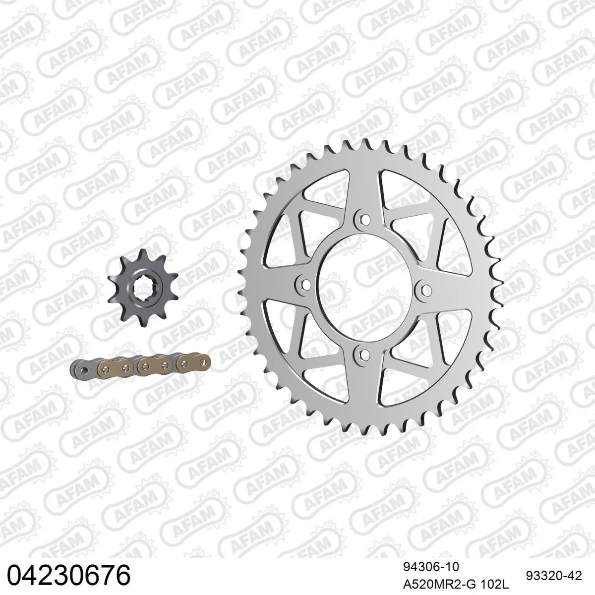 Kit chaine 520 AFAM - Couronne alu anti-boue - Type de chaine au choix - SHERCO 290 2.9 2002-2015