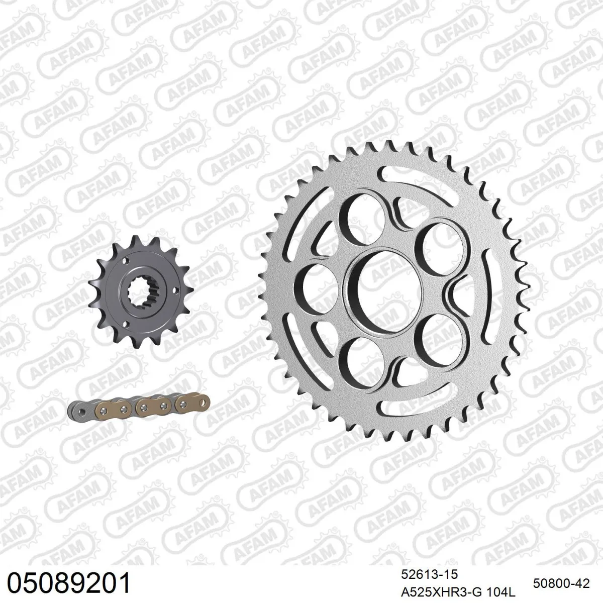 Kit chaine 525 AFAM - Couronne acier - Type de chaine au choix - DUCATI DS 1000 MULTISTRADA 2003-2006