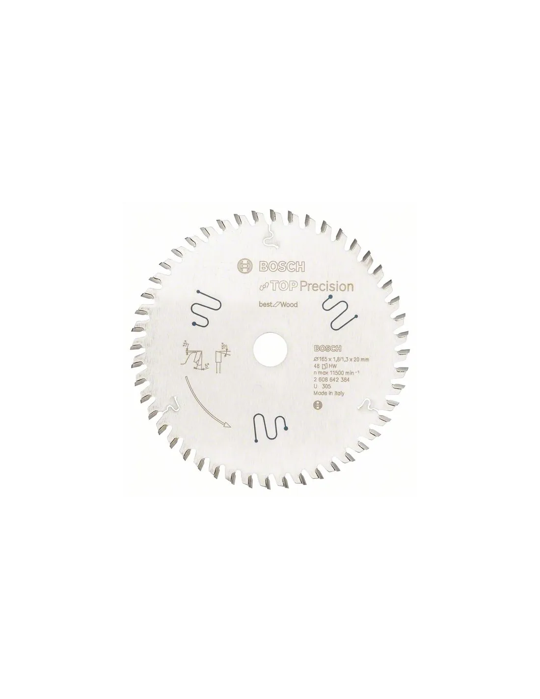Lame de scie circulaire 165X20 48 dents Top Precision Best for Wood | 2608642384 - Bosch