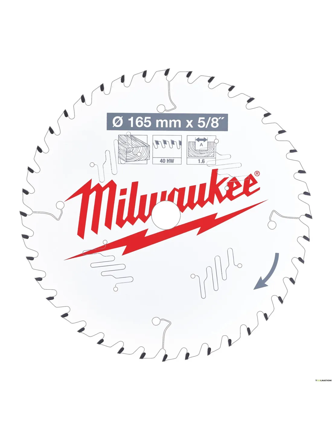 Lame de scie circulaire bois Ø 165 x 15.87 x 1.6 x 40 dents | 4932471312 - Milwaukee