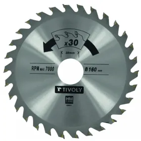 LAME DE SCIE CIRCULAIRE Ø160MM ALESAGE 20MM - 30DENTS - FINITION BOIS DUR, PARQUET, STRATIFIE - SCIE PORTATIVE - TIVOLY