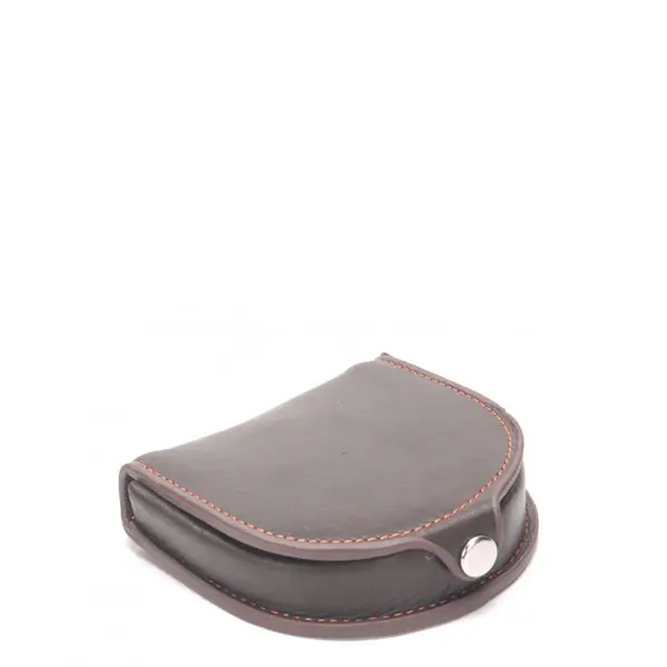 Porte-monnaie cuvette Pablo 1589-188 Cuir Châtaigne fil Orange | Arthur & Aston