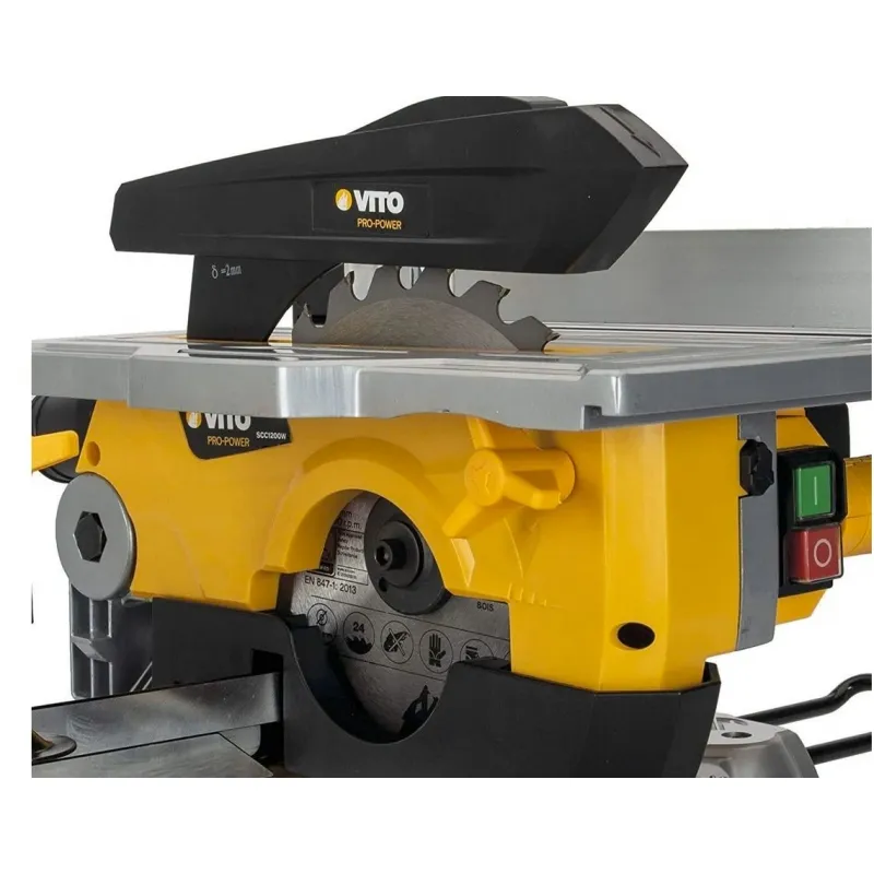 Scie circulaire combinée 1200W 2en1 Double coupe Disque 210 mm Alesage 30mm Corps aluminium Découpe 45/45° VITO