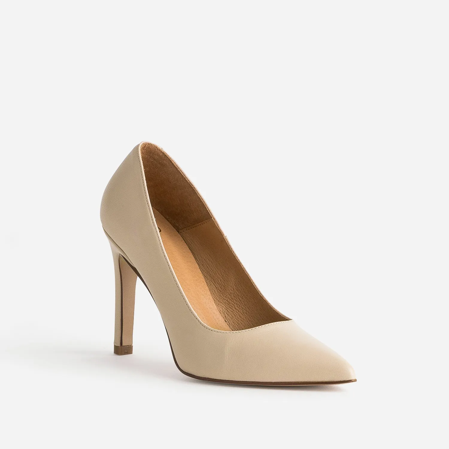 Stiletto TEXTO beige en cuir - Escarpins Femme | ERAM