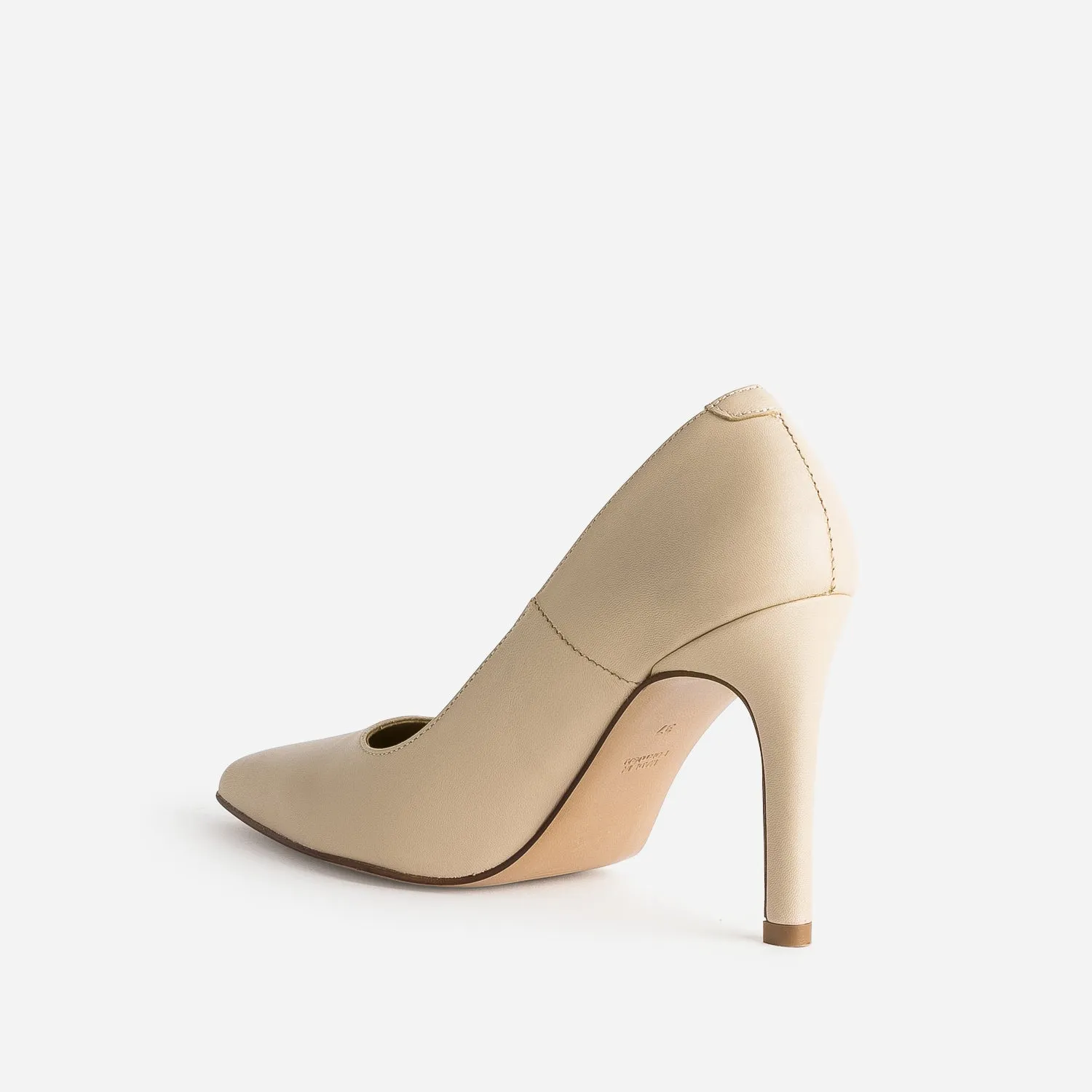 Stiletto TEXTO beige en cuir - Escarpins Femme | ERAM